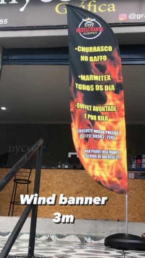 Wind Banner (G) Tecido com estrutura e base 65x300cm 4x4  FACA | PENA | VELA | ÂNGULO 